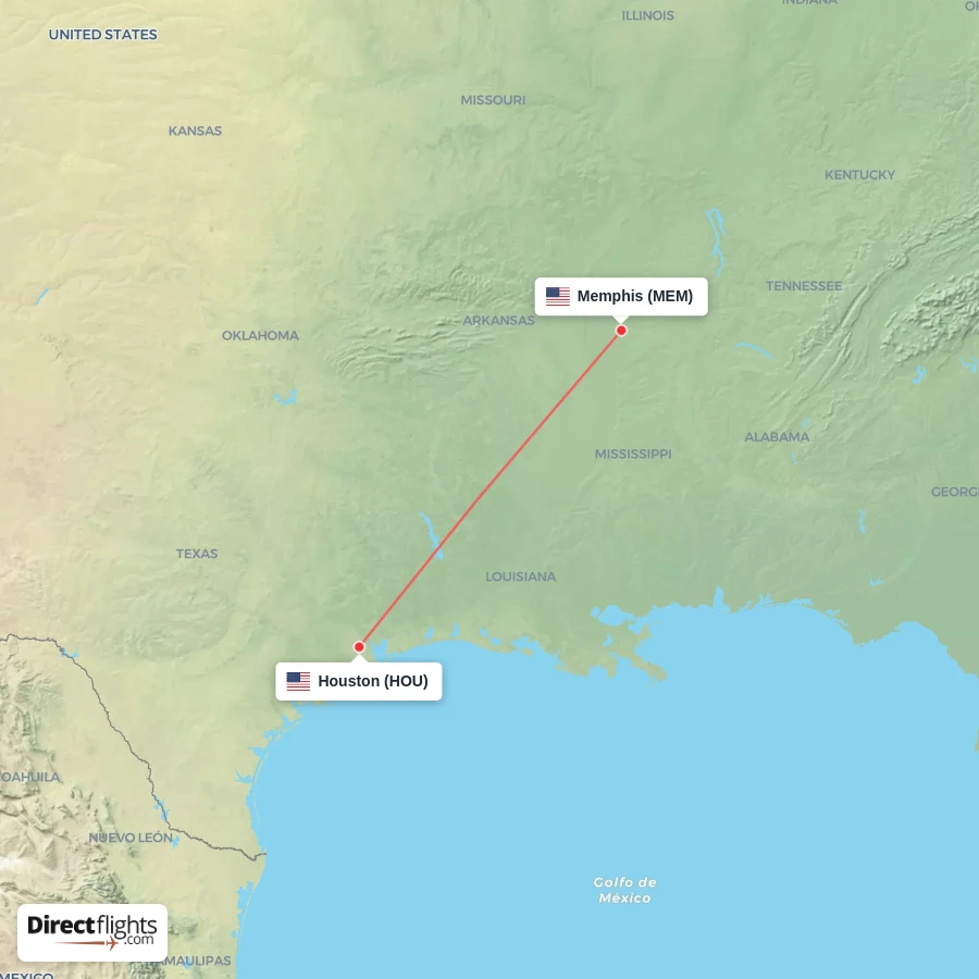 HOU - MEM route map