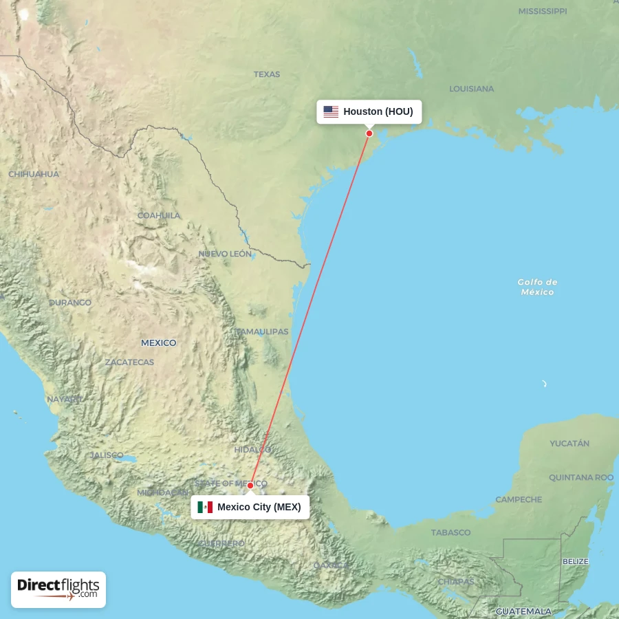HOU - MEX route map