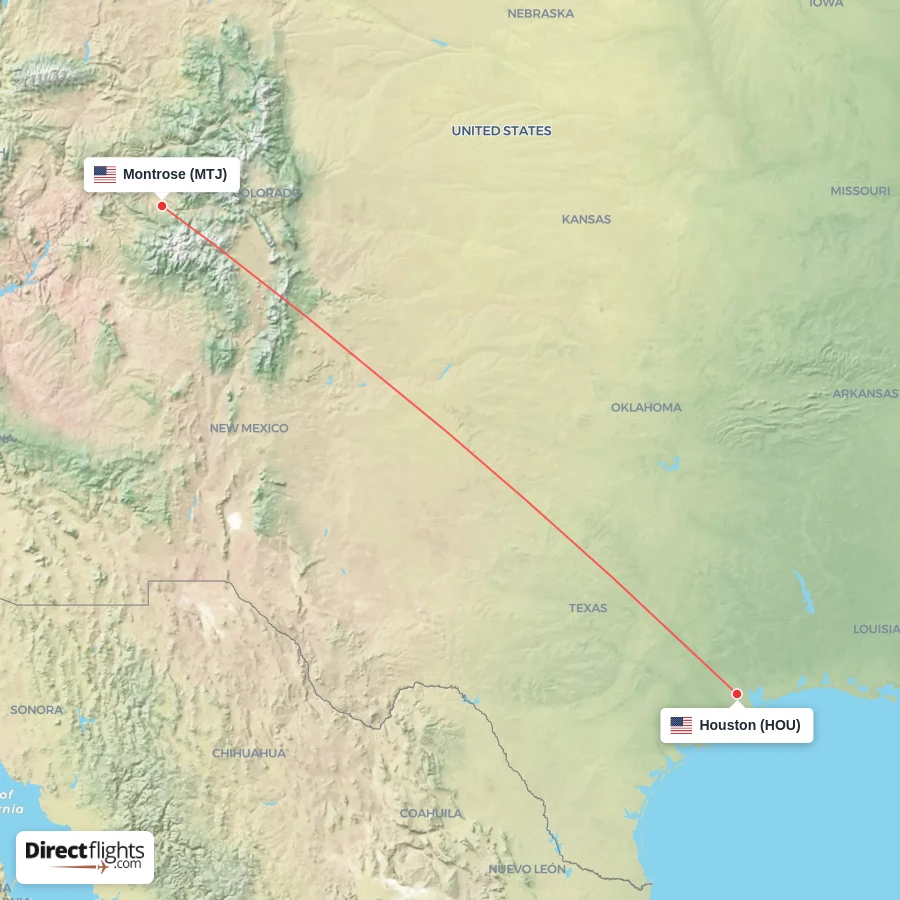HOU - MTJ route map