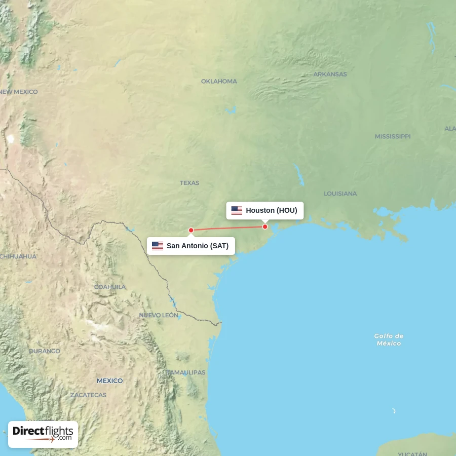 HOU - SAT route map