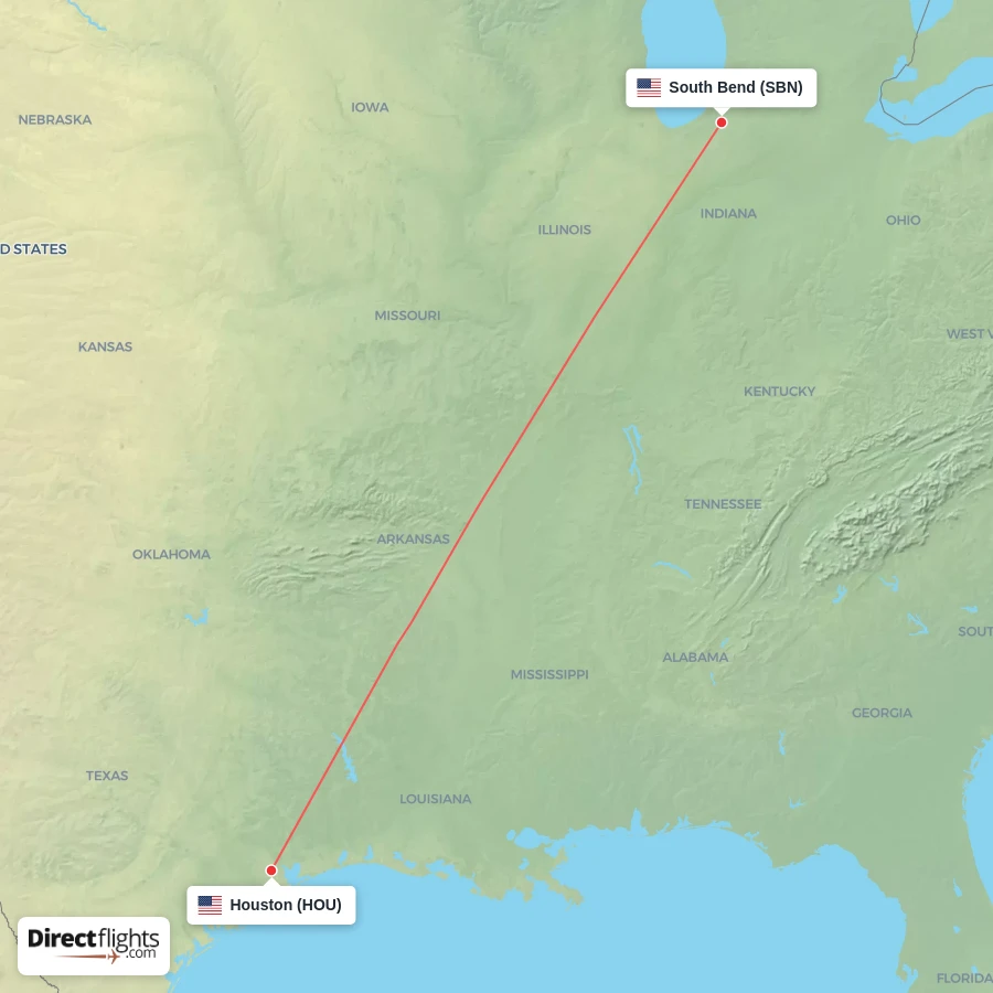 HOU - SBN route map