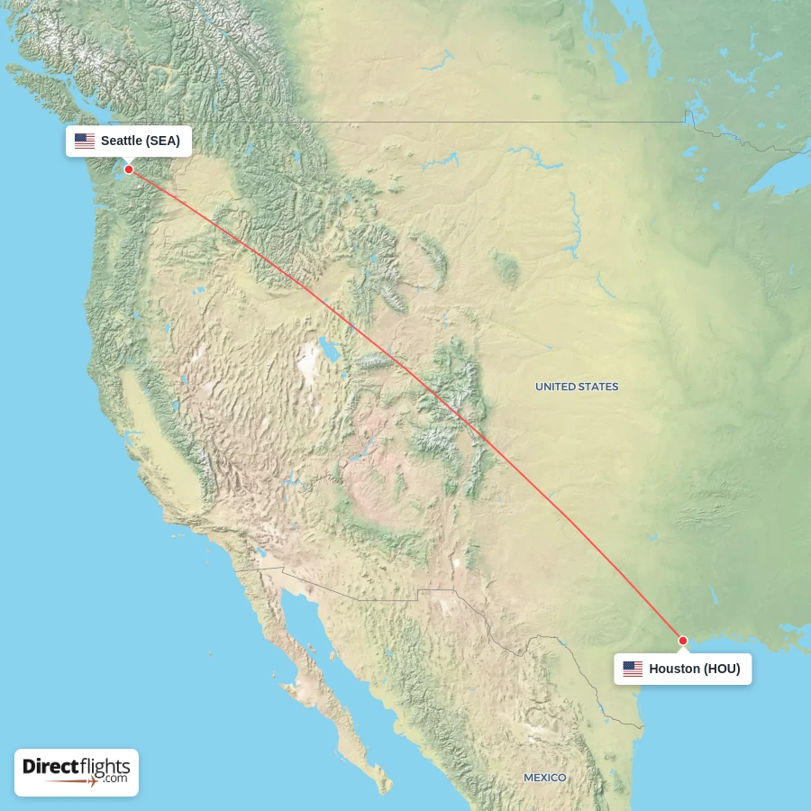 HOU - SEA route map