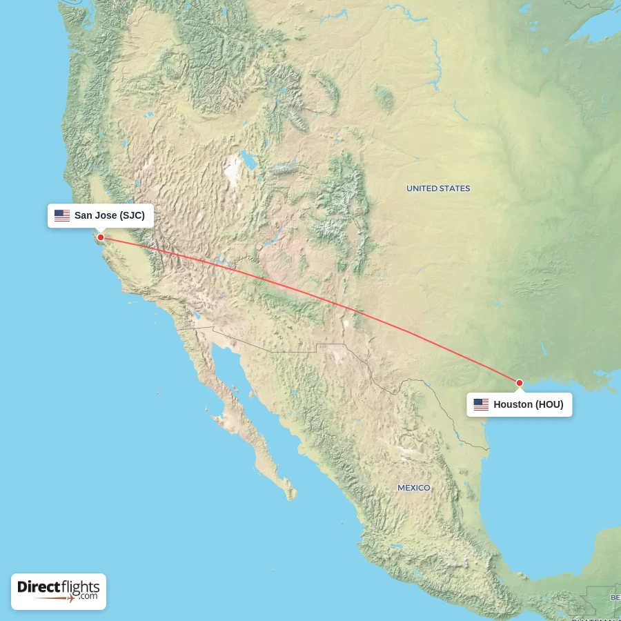 HOU - SJC route map