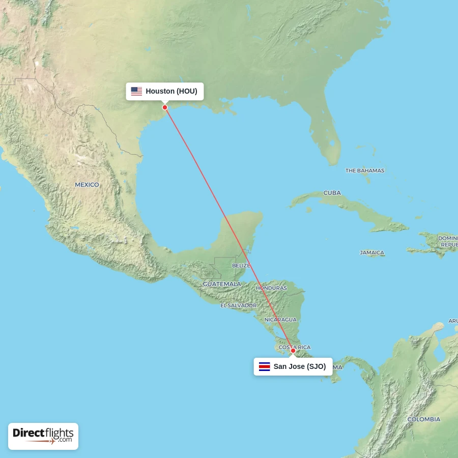 HOU - SJO route map