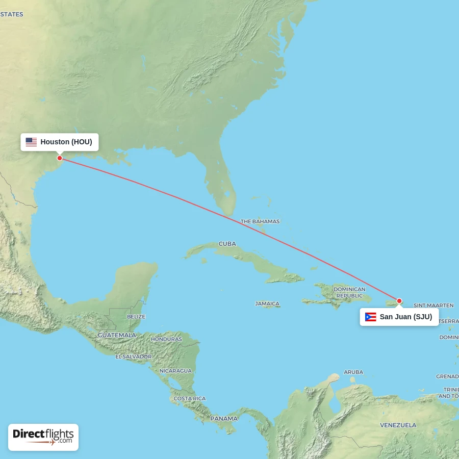 HOU - SJU route map