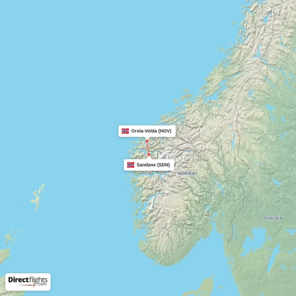 Orsta-Volda - Sandane direct flight map