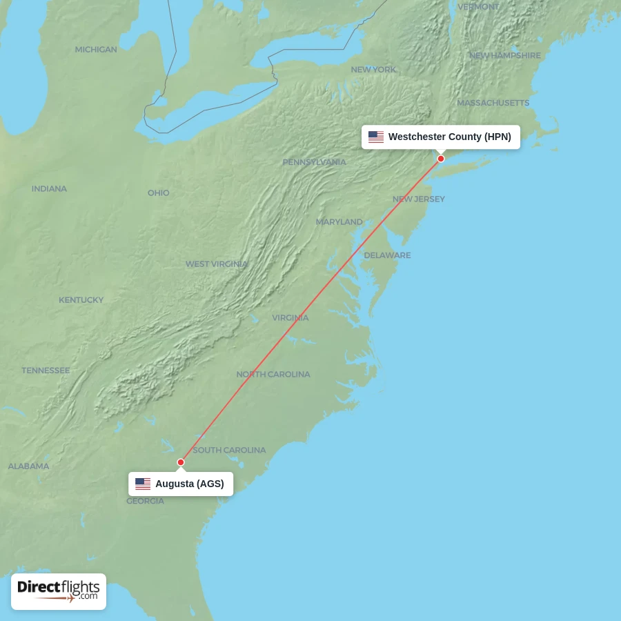 HPN - AGS route map