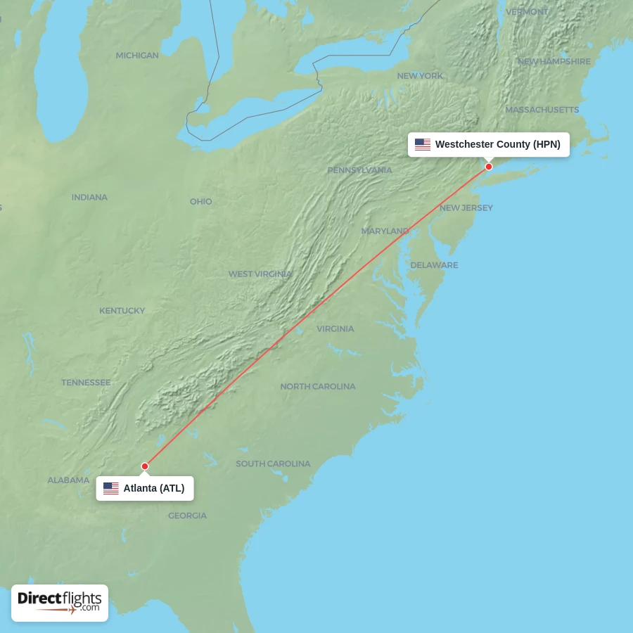 HPN - ATL route map
