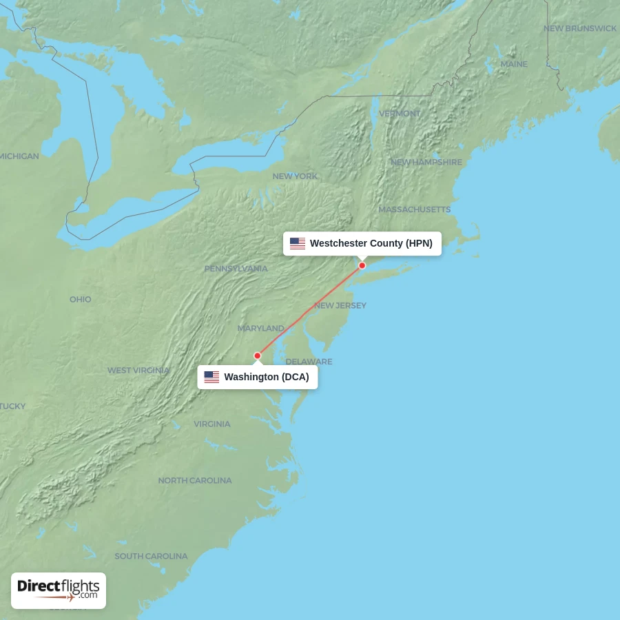 HPN - DCA route map