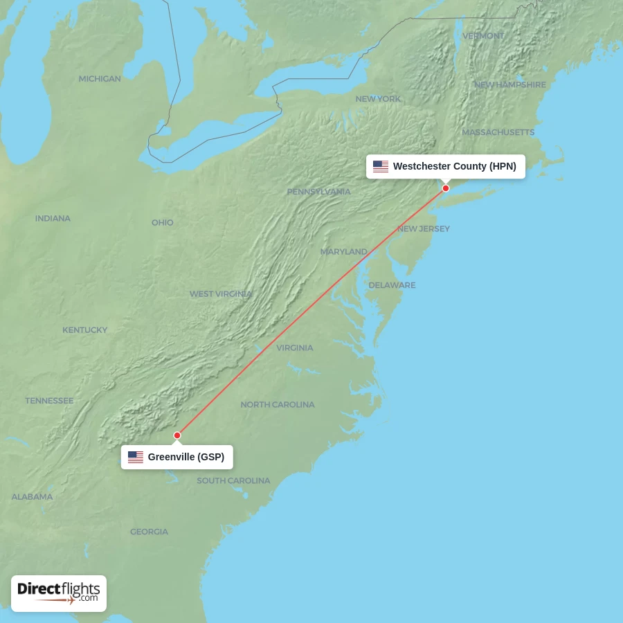 HPN - GSP route map