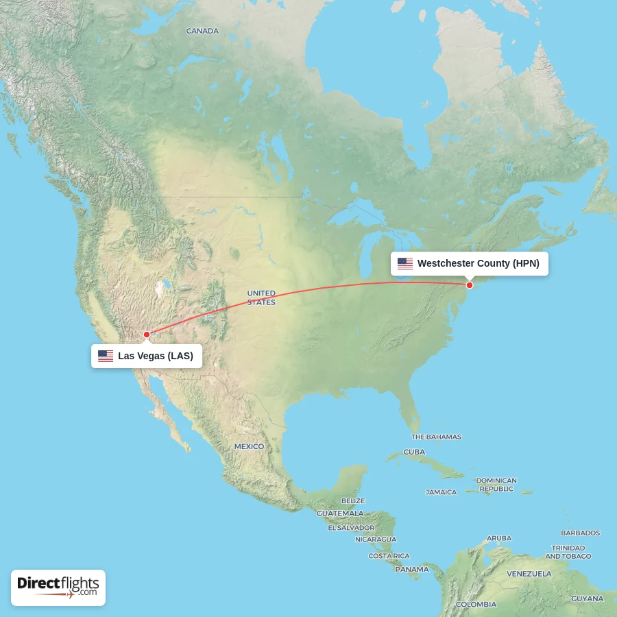 HPN - LAS route map