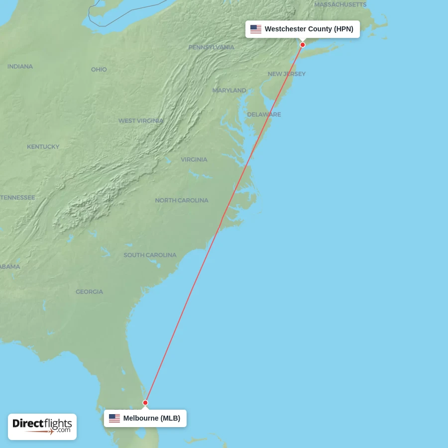 HPN - MLB route map
