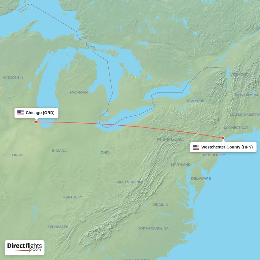 HPN - ORD route map