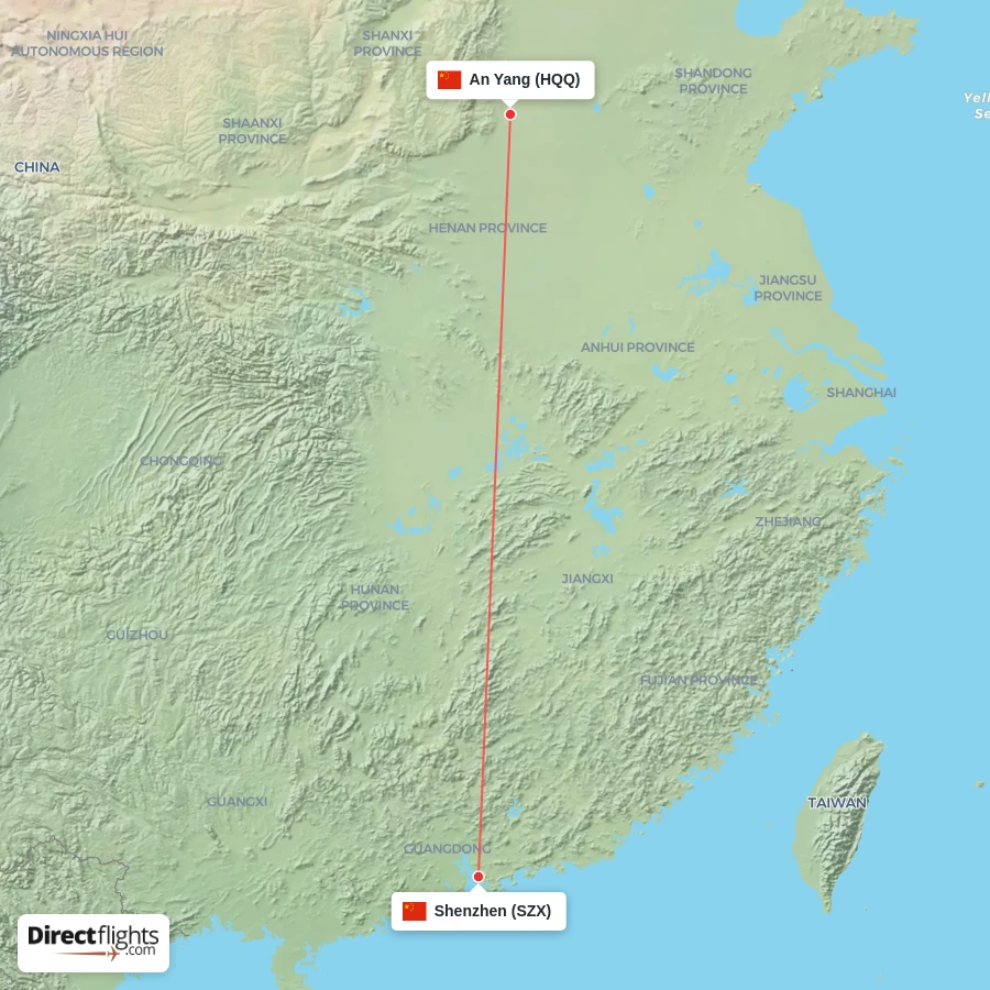 HQQ - SZX route map