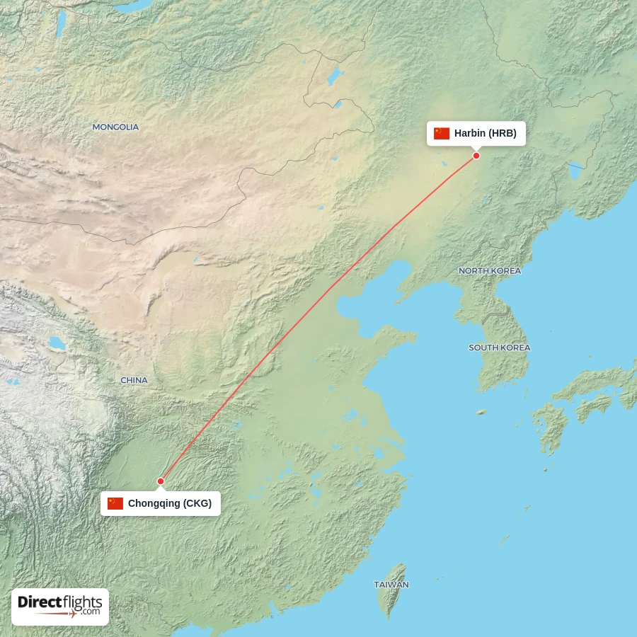 HRB - CKG route map