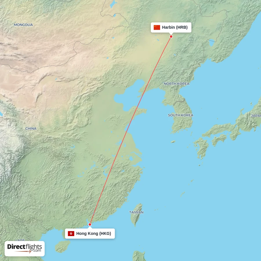 HRB - HKG route map