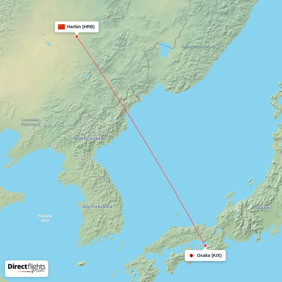 HRB - KIX route map