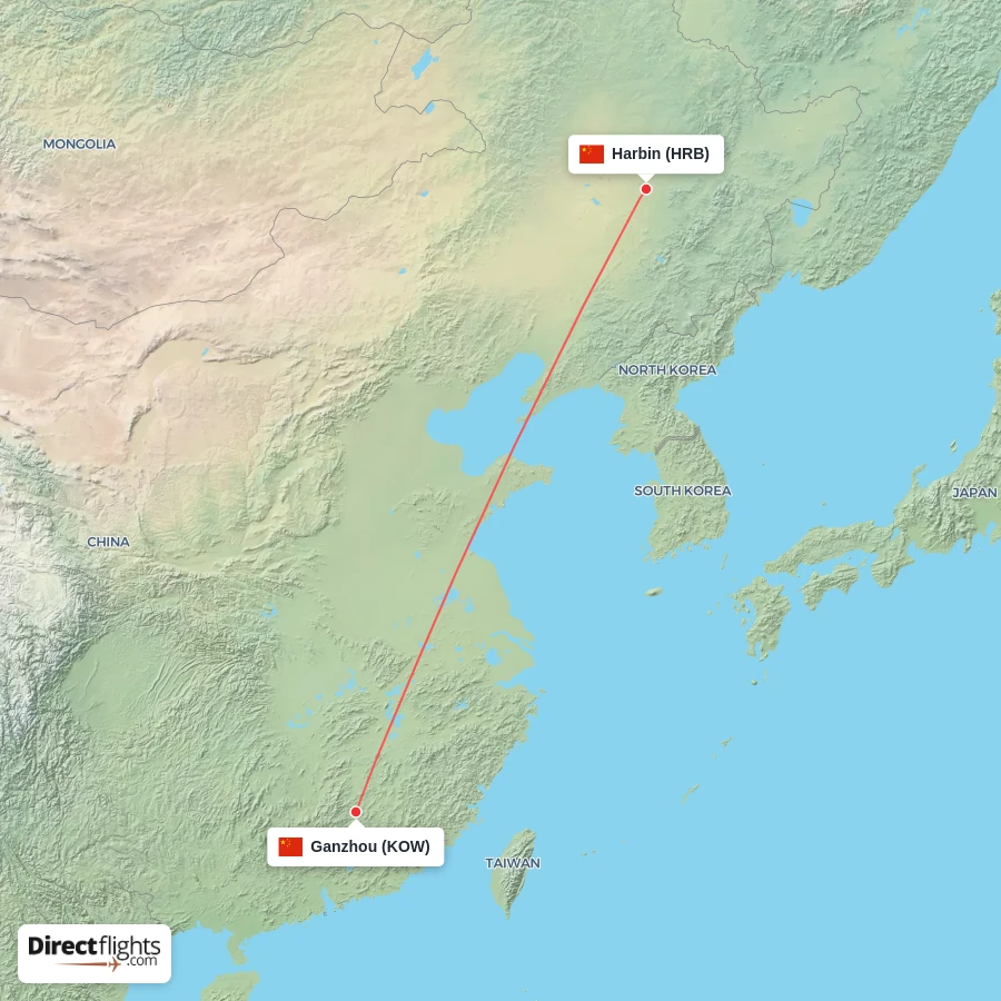 HRB - KOW route map