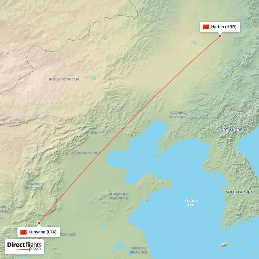 HRB - LYA route map