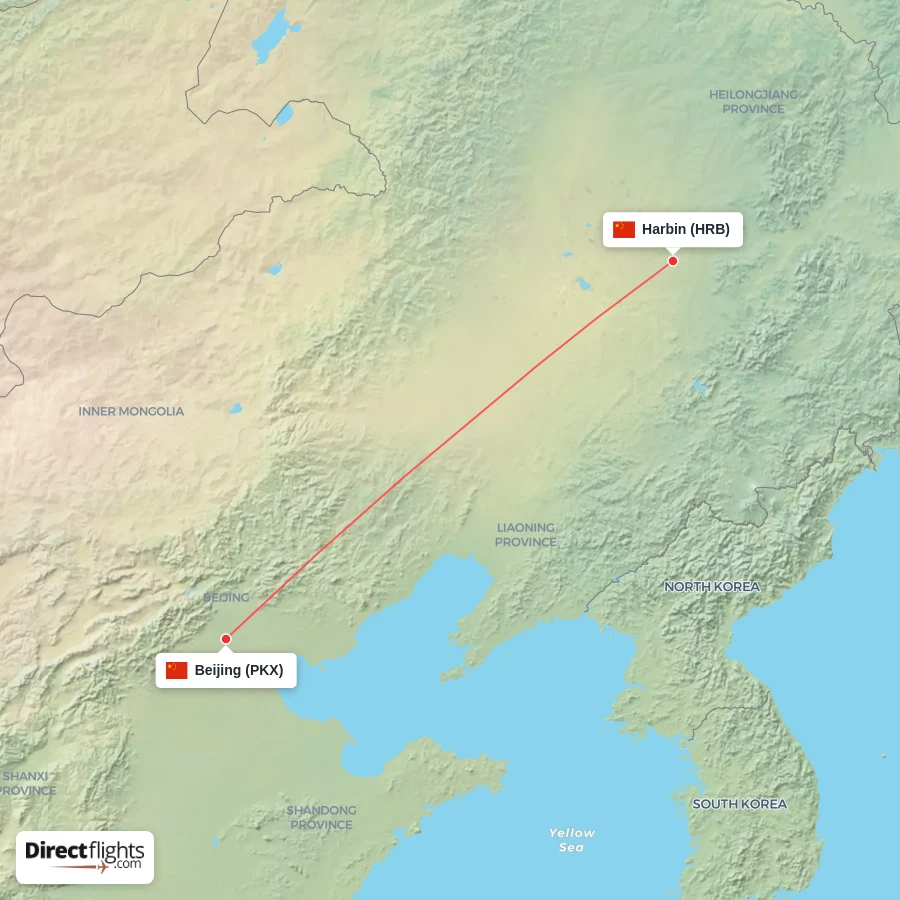 HRB - PKX route map