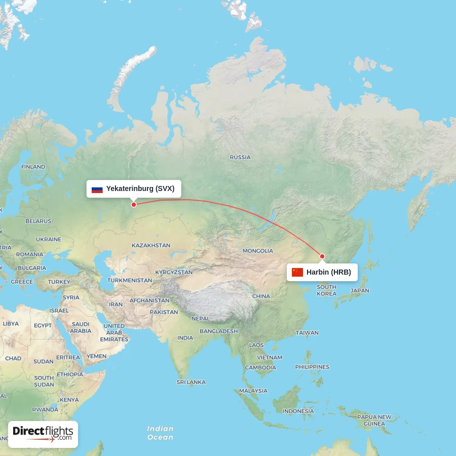 HRB - SVX route map