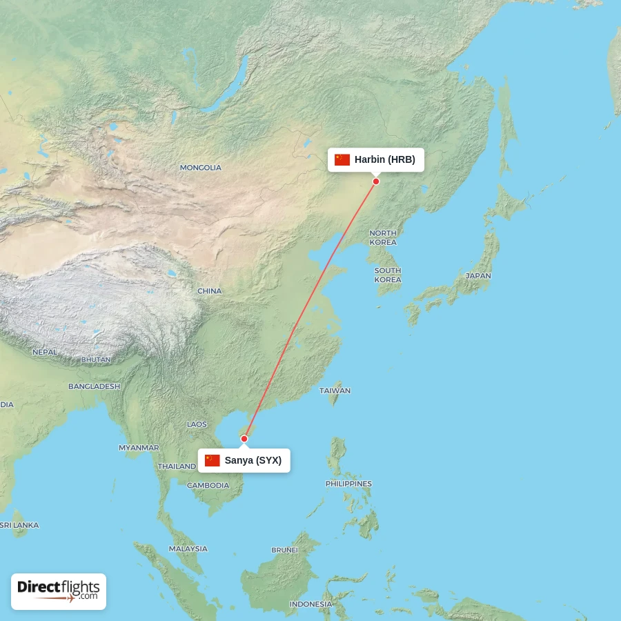 HRB - SYX route map