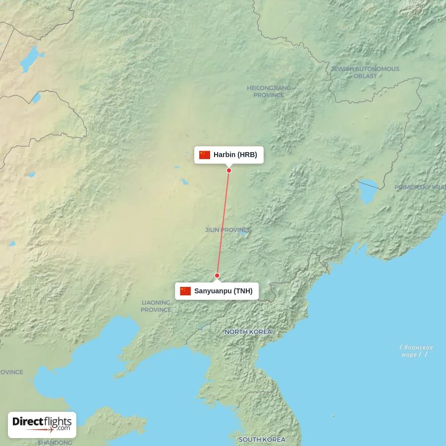 HRB - TNH route map