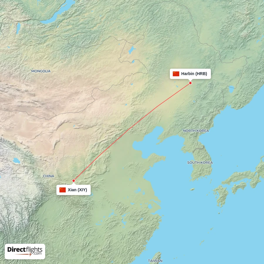 HRB - XIY route map