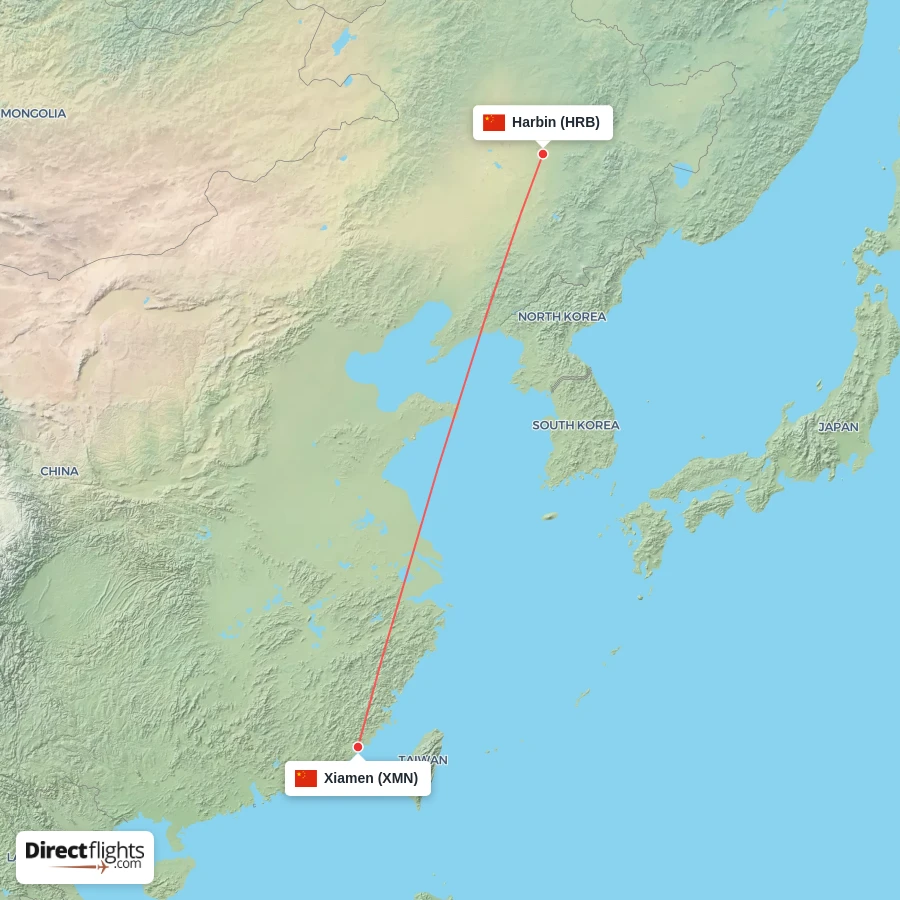 HRB - XMN route map