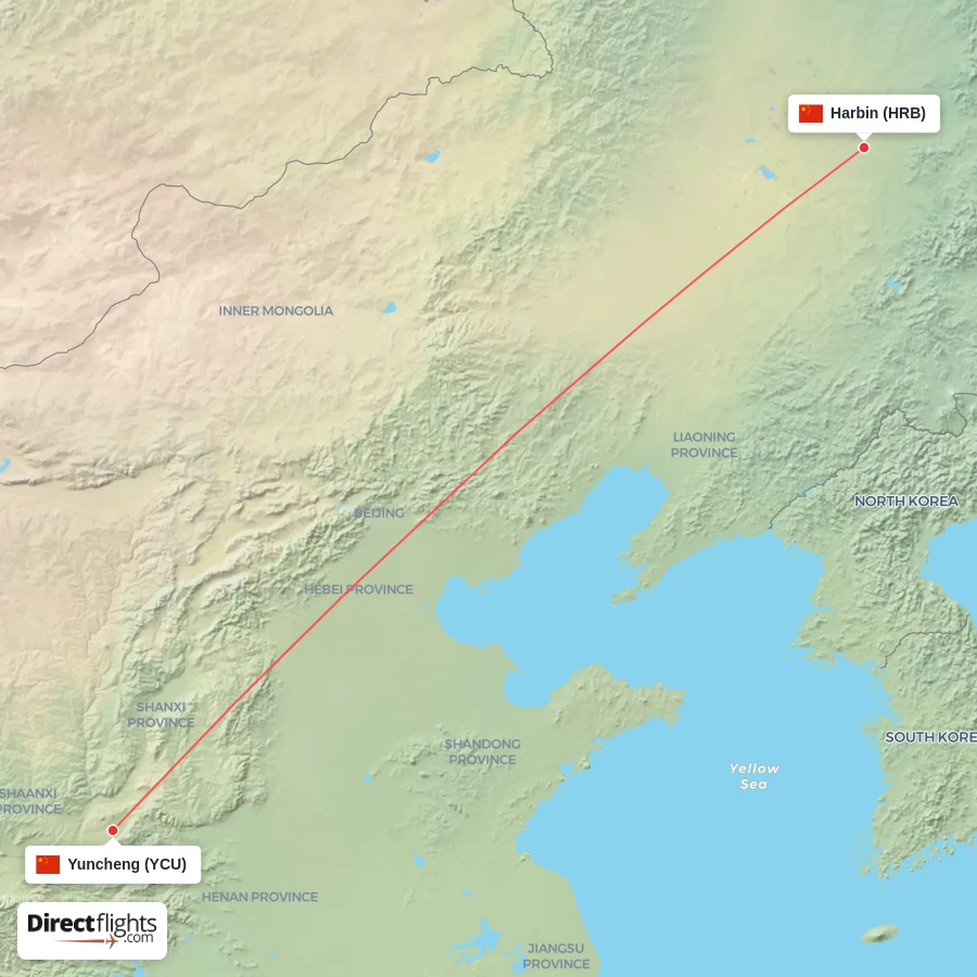 HRB - YCU route map