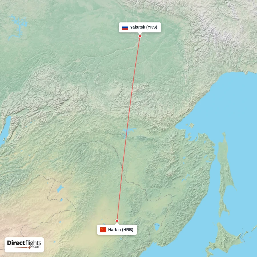 HRB - YKS route map