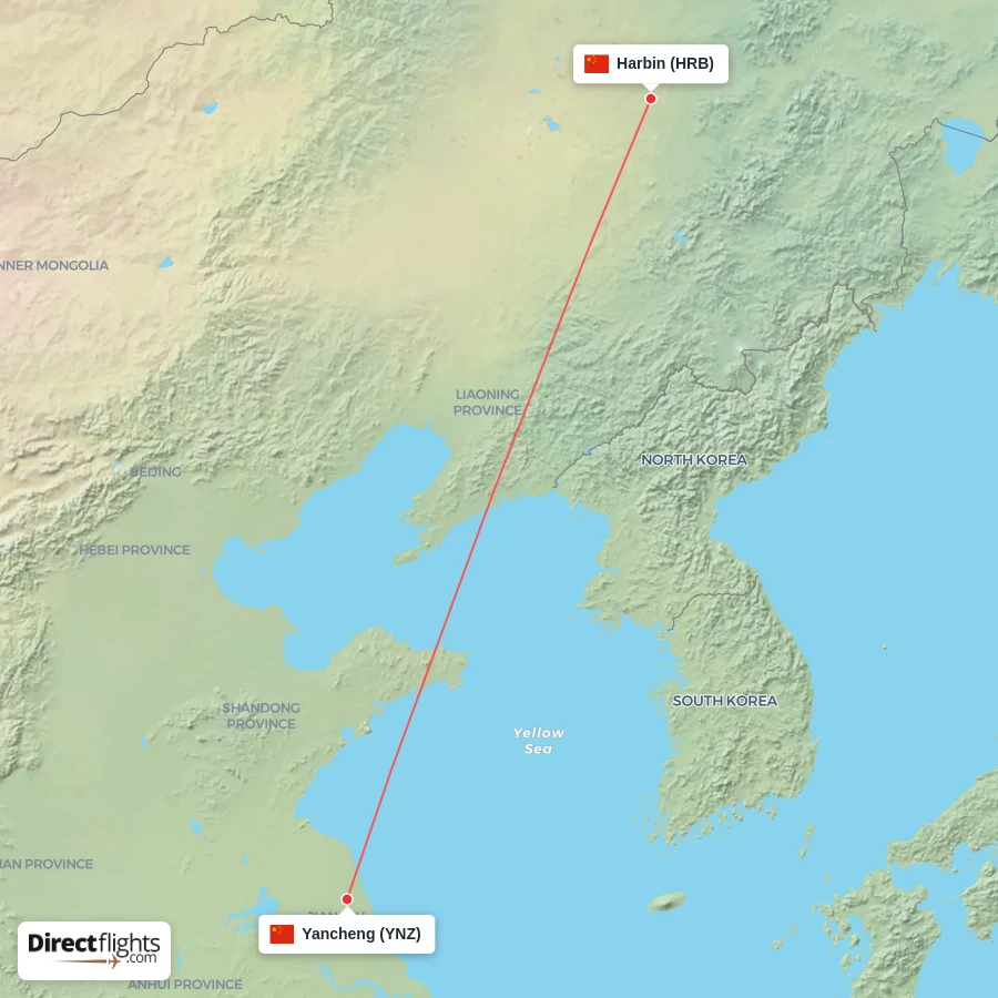 HRB - YNZ route map