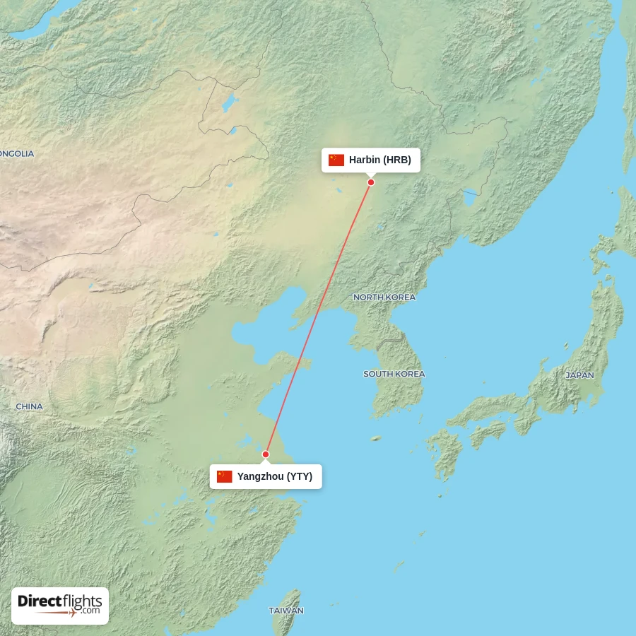 HRB - YTY route map
