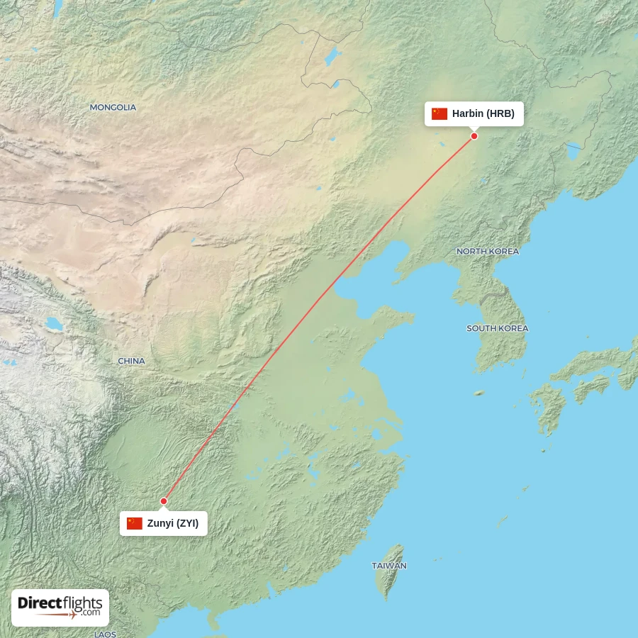 HRB - ZYI route map