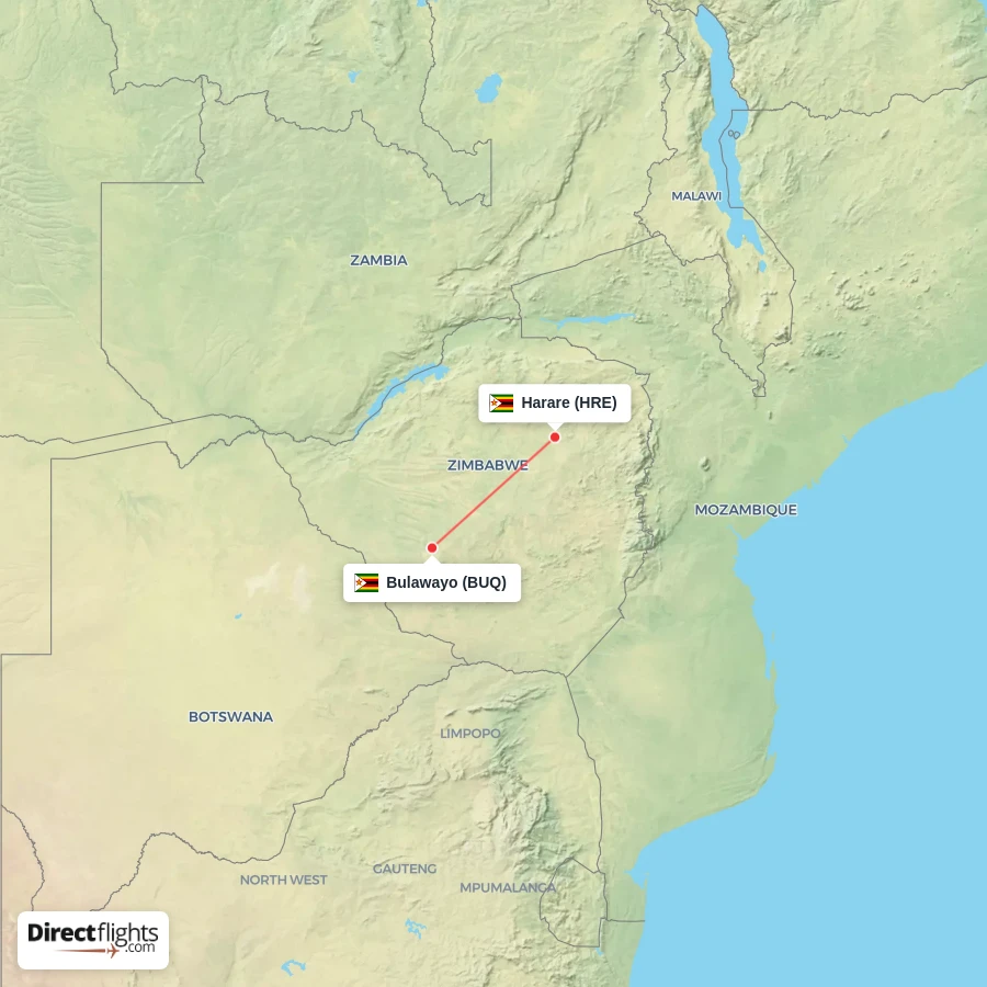 HRE - BUQ route map