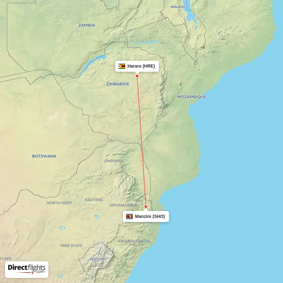 HRE - SHO route map