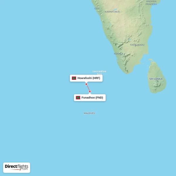 Hoarafushi - Funadhoo direct flight map