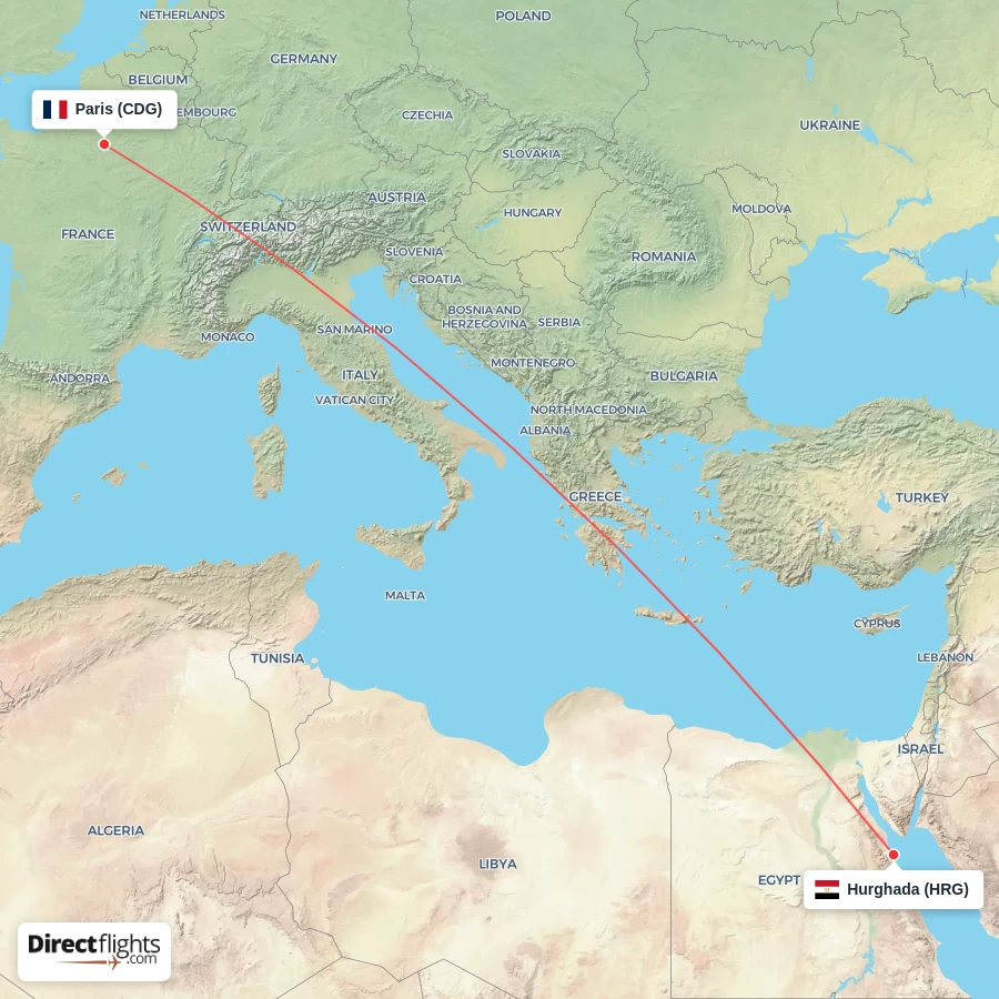 HRG - CDG route map
