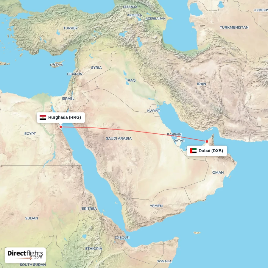 HRG - DXB route map