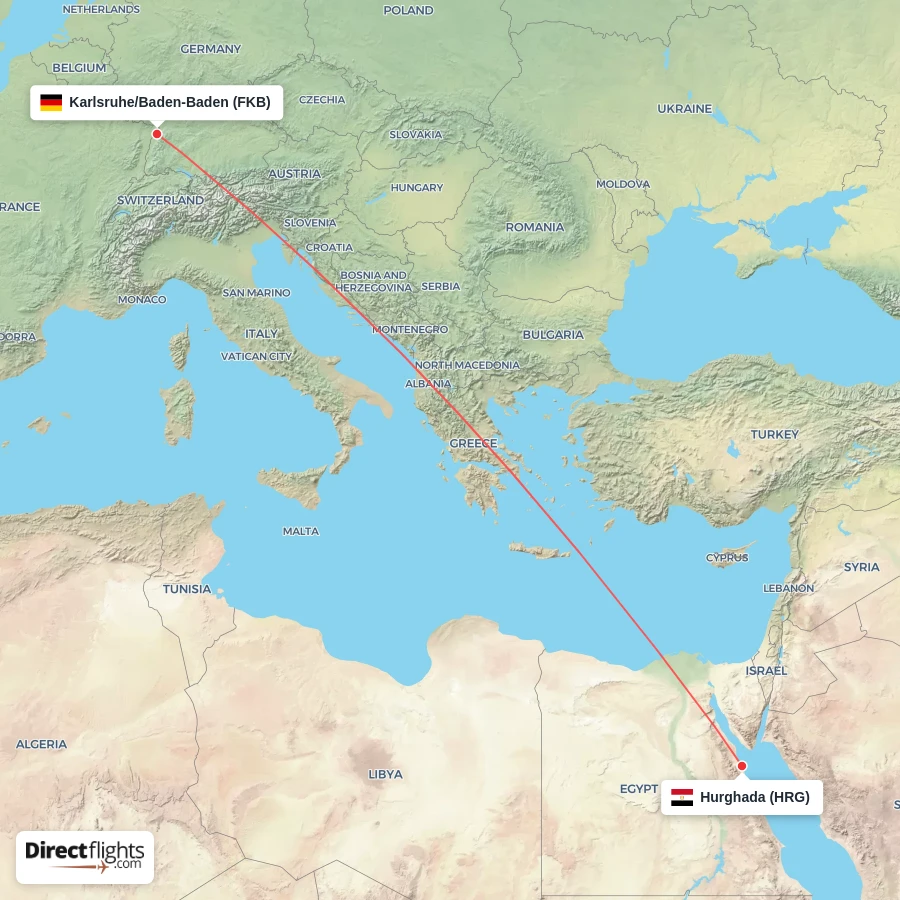 HRG - FKB route map