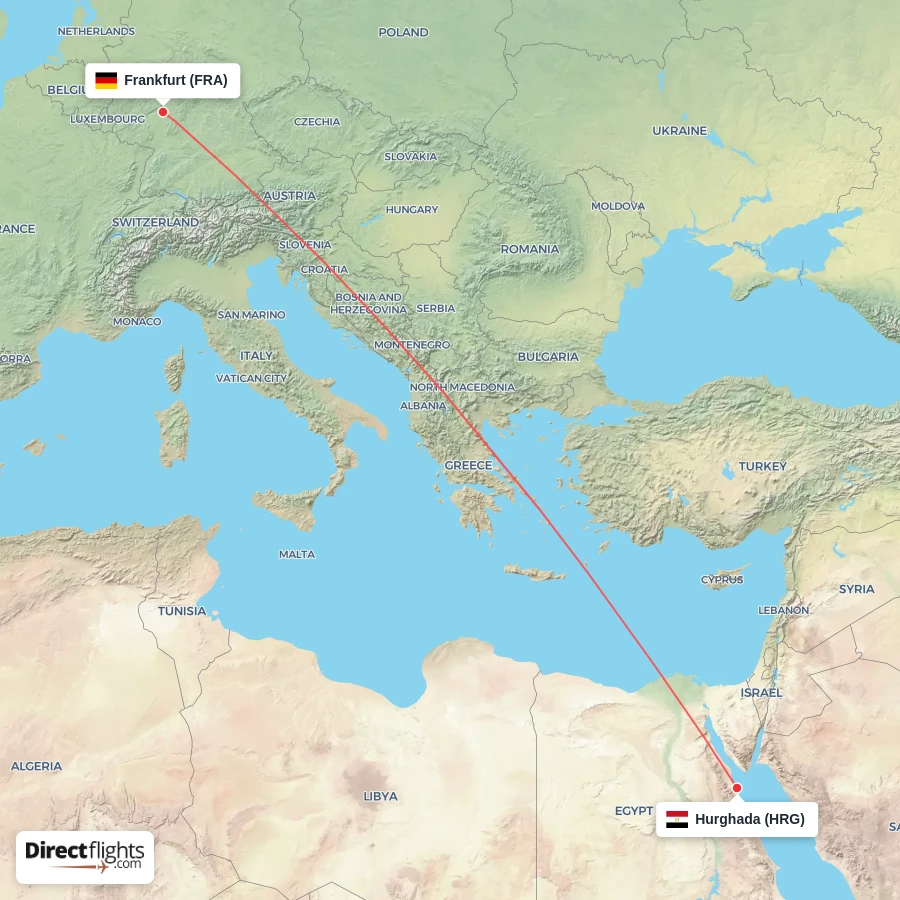 HRG - FRA route map