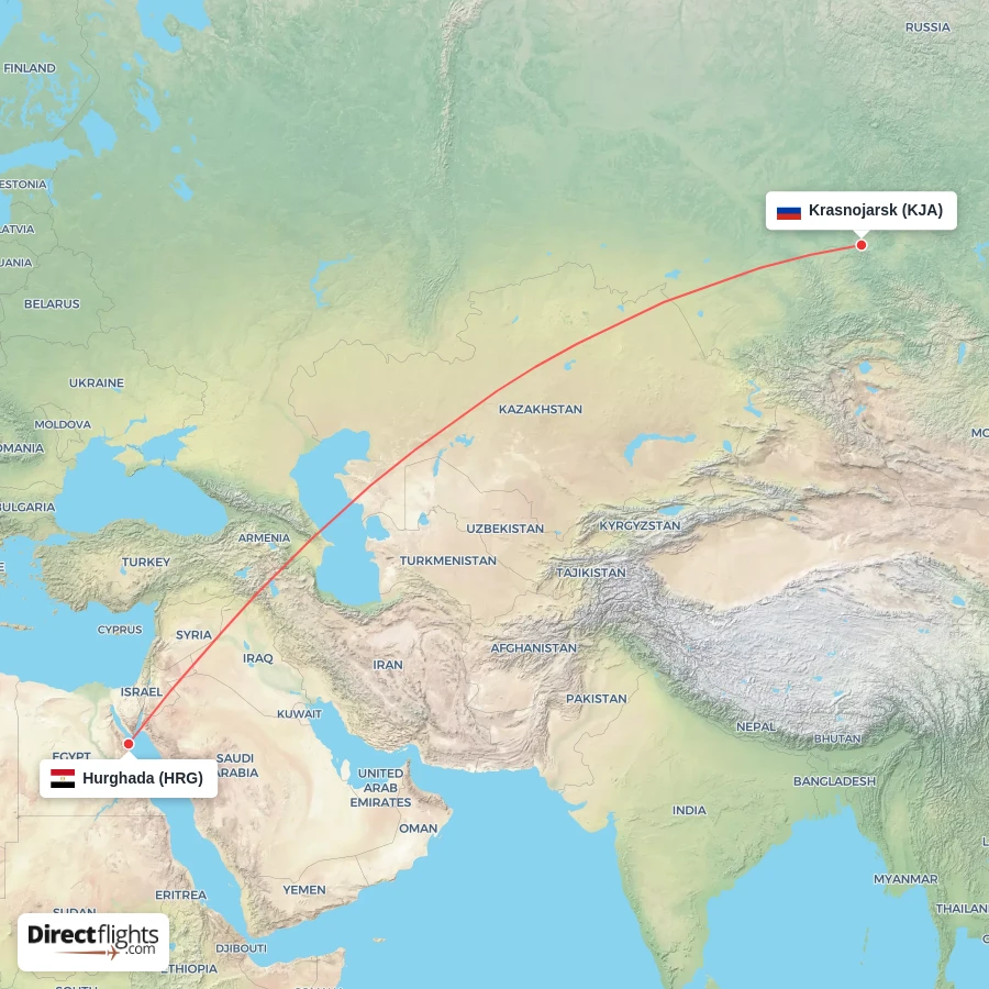 HRG - KJA route map