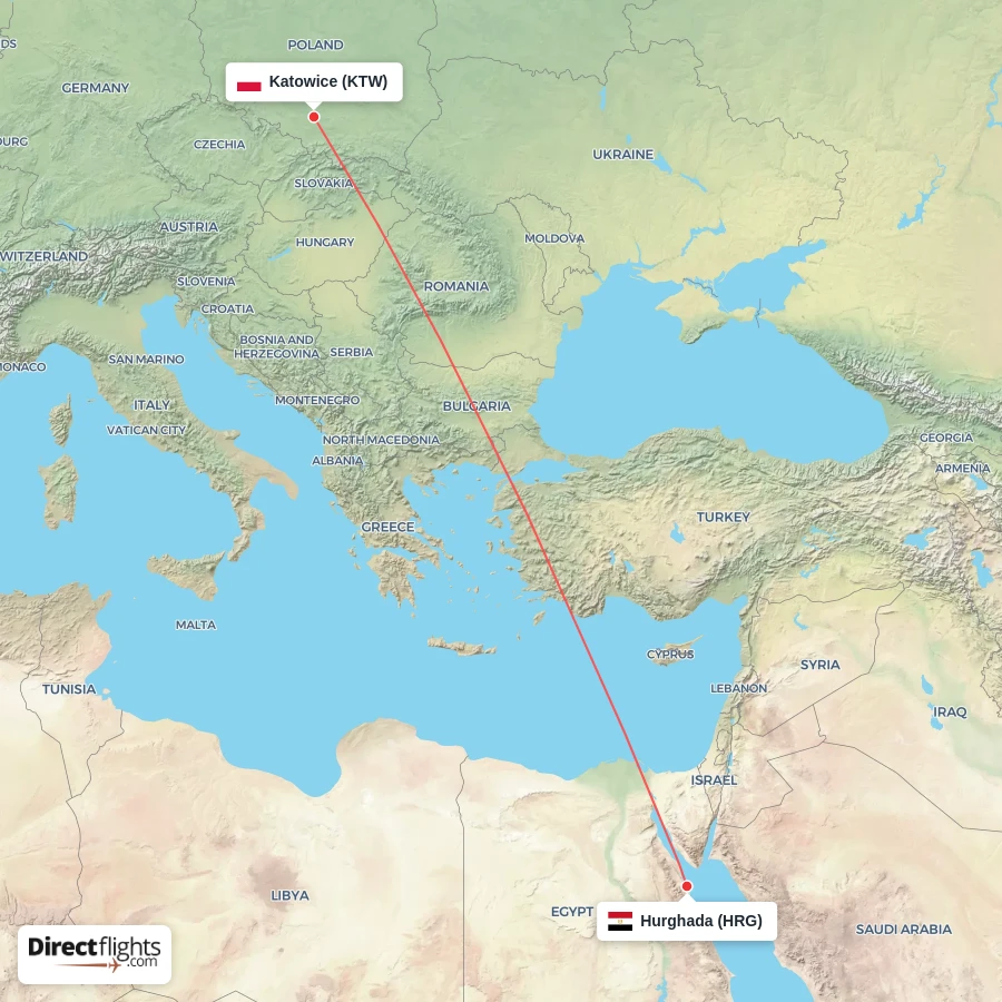 HRG - KTW route map