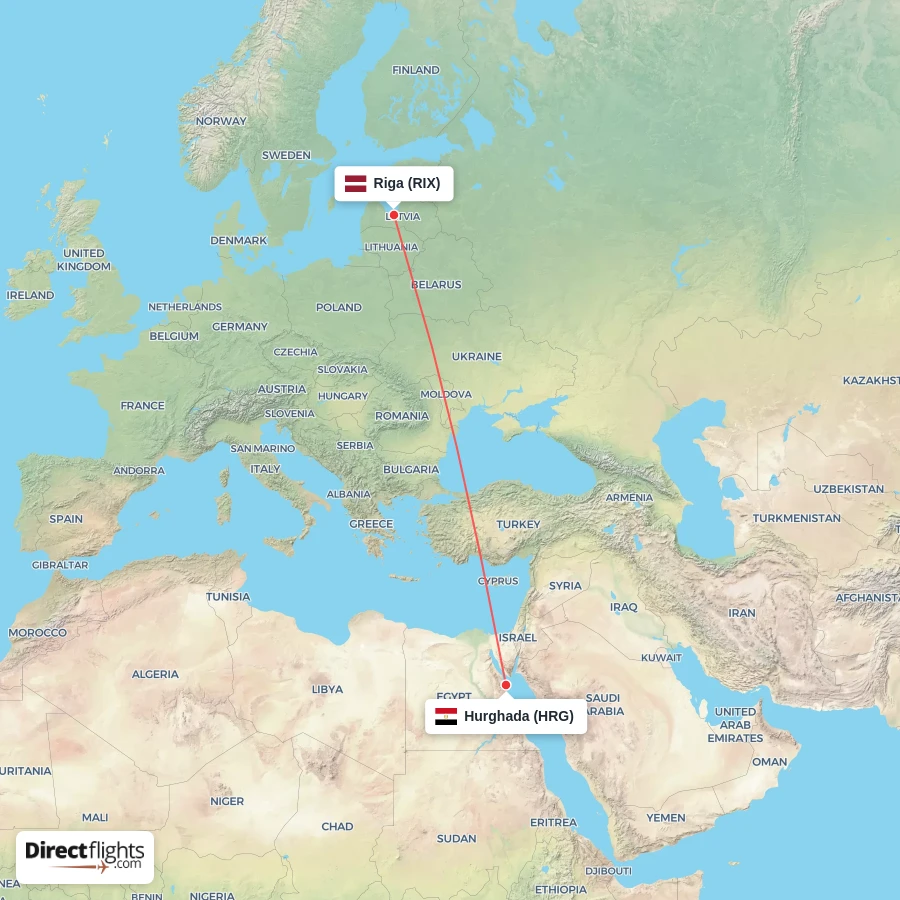 HRG - RIX route map