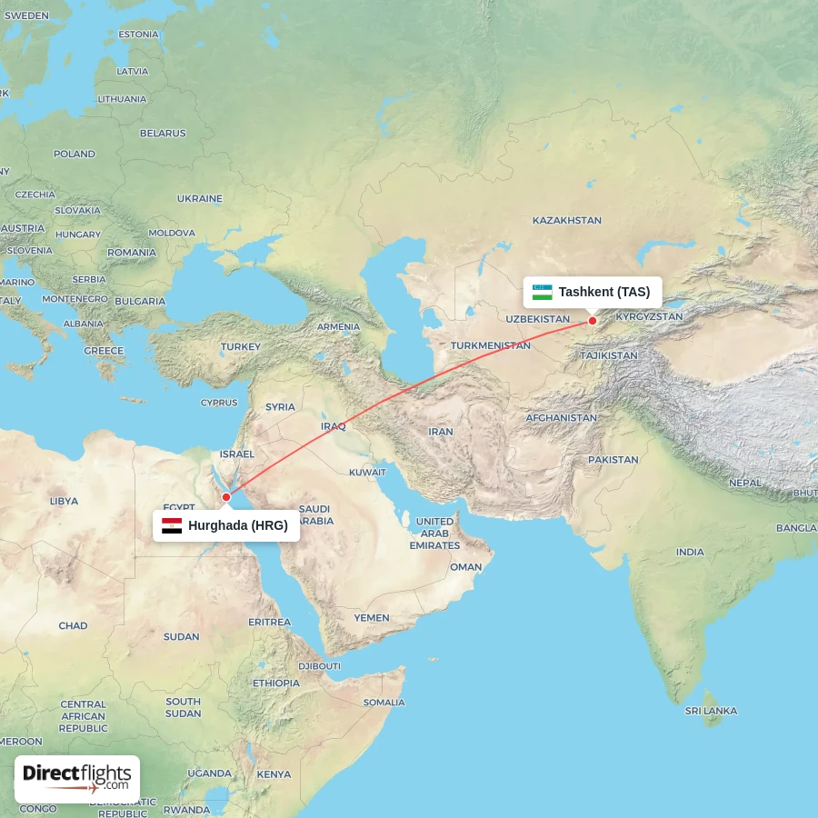 HRG - TAS route map