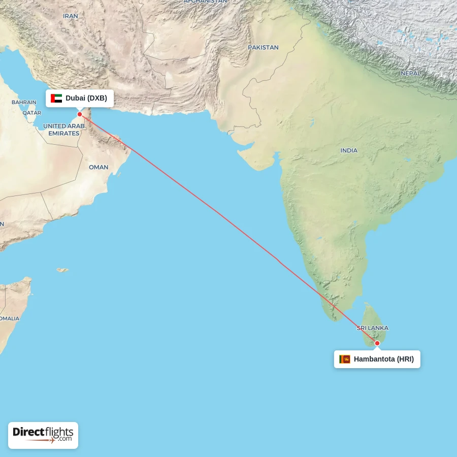 HRI - DXB route map