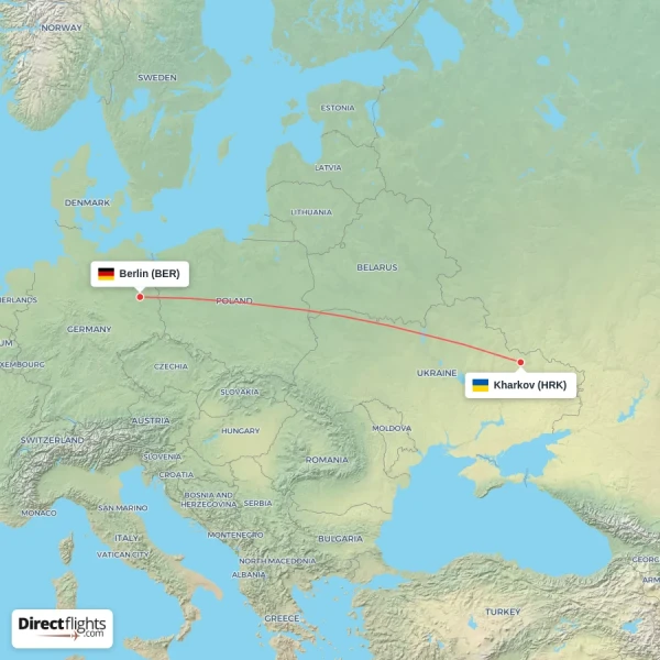Kharkov - Berlin direct flight map