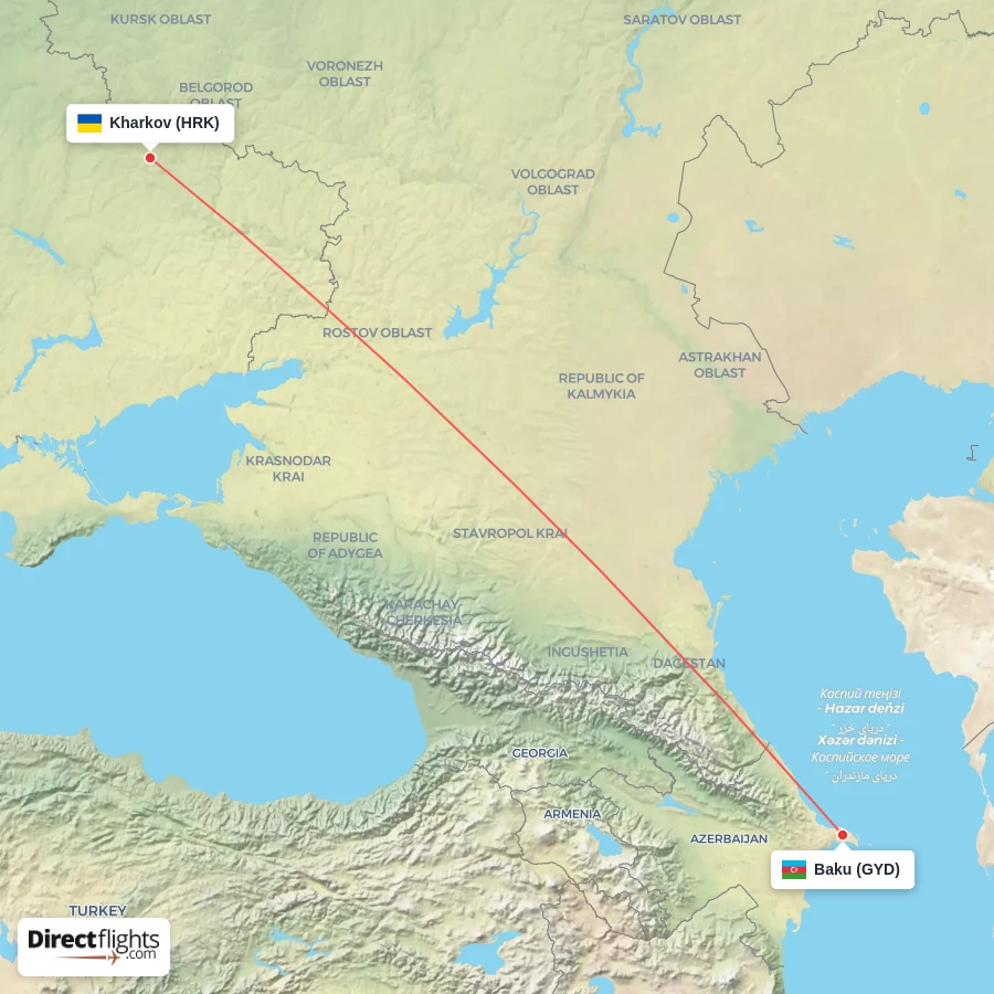 HRK - GYD route map