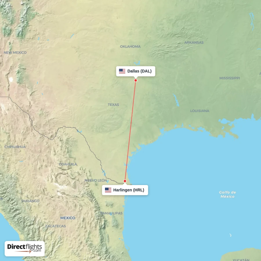HRL - DAL route map