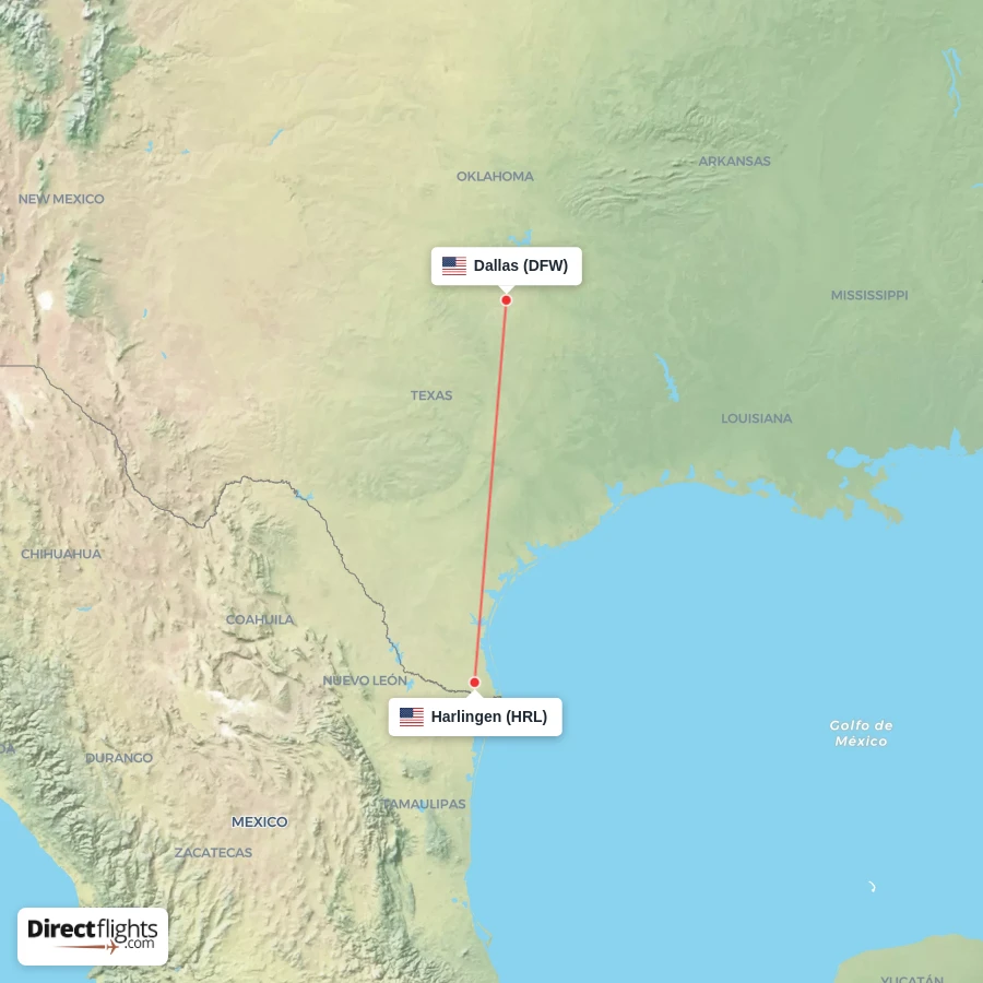 HRL - DFW route map